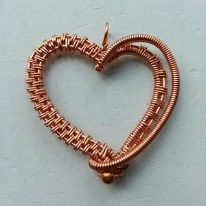 Handmade wire wrap heart pendant
